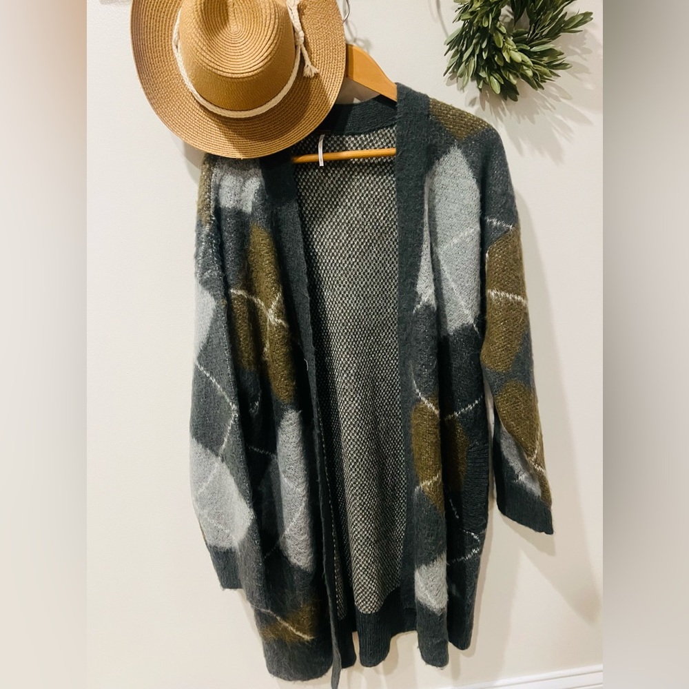 Free people large plaid sweater cardigan